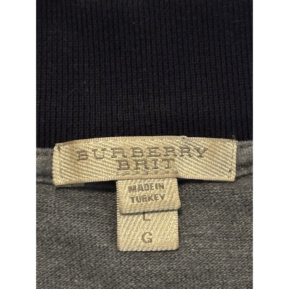 Burberry Brit Polo Men’s Size Large Grey Cotton‎ Contrast Detail Shirt - Picture 5 of 7